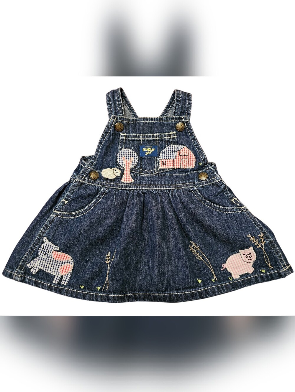 Oshkosh B'Gosh 0-3m Denim Farm Theme Dress Overall